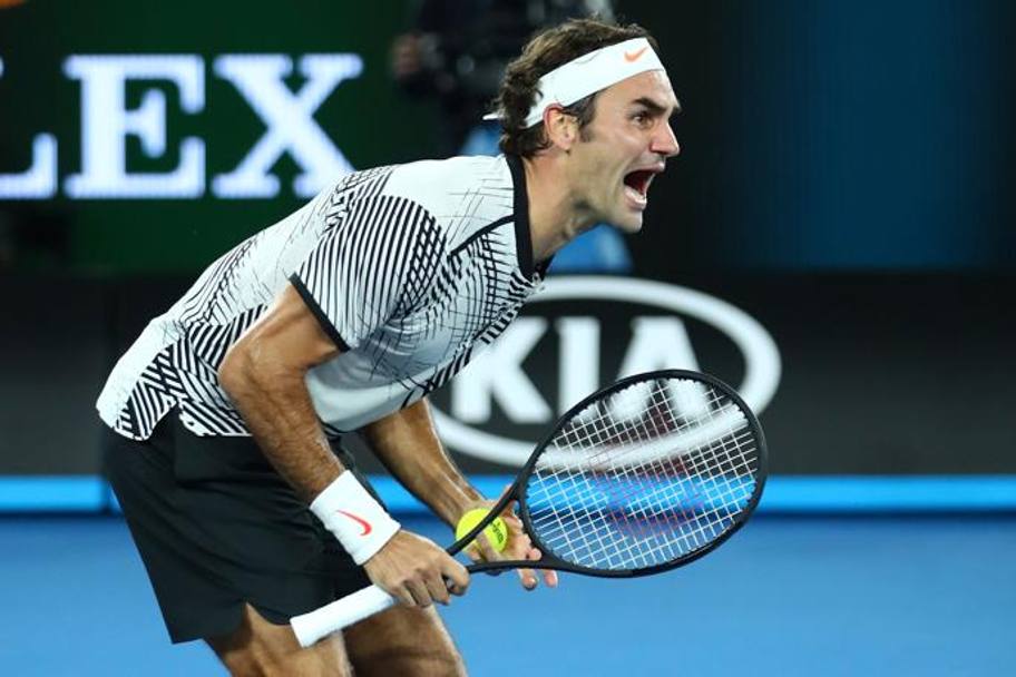 Federer festeggia il punto decisivo GETTY